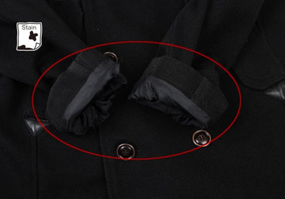 DIESEL Leather Patch Military Pea Coat Black Size S