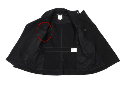 DIESEL Leather Patch Military Pea Coat Black Size S