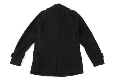 DIESEL Leather Patch Military Pea Coat Black Size S