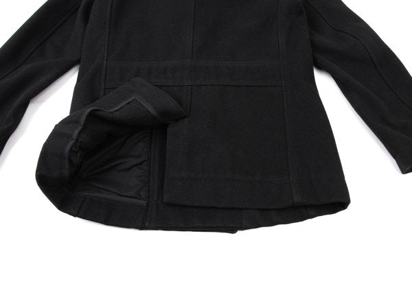 DIESEL Leather Patch Military Pea Coat Black Size S