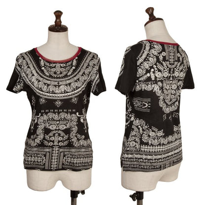 Jean Paul GAULTIER Mesh Trim Botanical T-Shirt Black Size 40