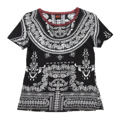 Jean Paul GAULTIER Mesh Trim Botanical T-Shirt Black Size 40