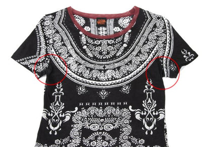 Jean Paul GAULTIER Mesh Trim Botanical T-Shirt Black Size 40