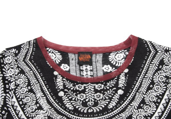 Jean Paul GAULTIER Mesh Trim Botanical T-Shirt Black Size 40