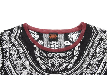Jean Paul GAULTIER Mesh Trim Botanical T-Shirt Black Size 40