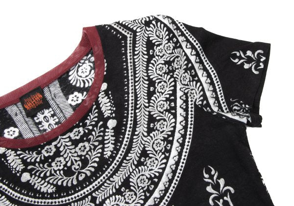 Jean Paul GAULTIER Mesh Trim Botanical T-Shirt Black Size 40