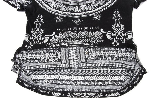 Jean Paul GAULTIER Mesh Trim Botanical T-Shirt Black Size 40