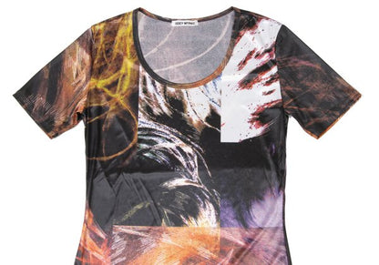 ISSEY MIYAKE Graphic Print Polyester T-Shirt Size 2