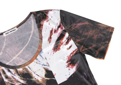 ISSEY MIYAKE Graphic Print Polyester T-Shirt Size 2