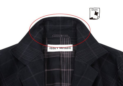 ISSEY MIYAKE Cotton Gathered Patch Check Jacket Blue Size 3