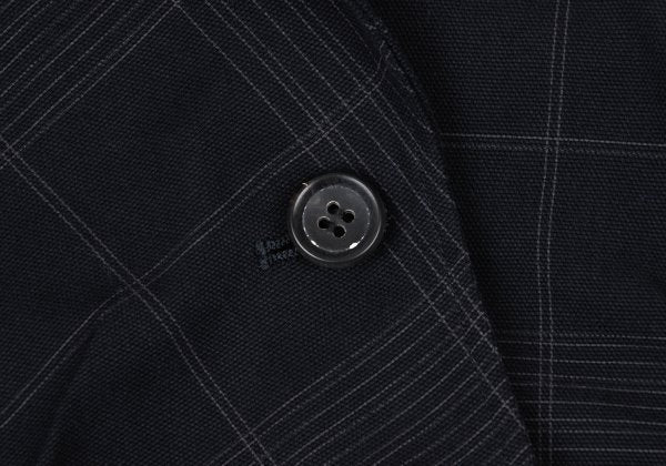 ISSEY MIYAKE Cotton Gathered Patch Check Jacket Blue Size 3
