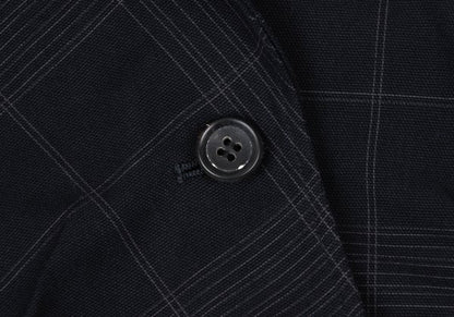 ISSEY MIYAKE Cotton Gathered Patch Check Jacket Blue Size 3
