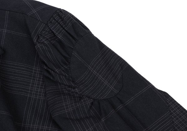 ISSEY MIYAKE Cotton Gathered Patch Check Jacket Blue Size 3
