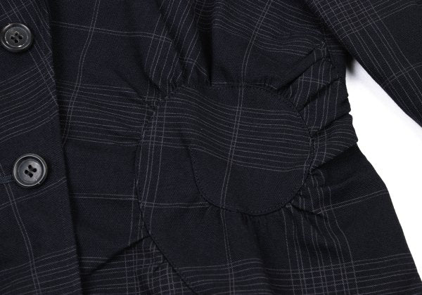 ISSEY MIYAKE Cotton Gathered Patch Check Jacket Blue Size 3