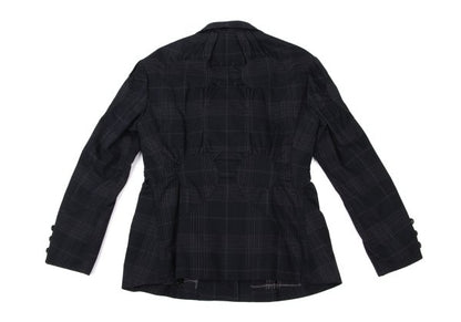 ISSEY MIYAKE Cotton Gathered Patch Check Jacket Blue Size 3