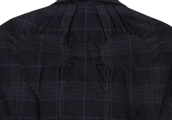 ISSEY MIYAKE Cotton Gathered Patch Check Jacket Blue Size 3