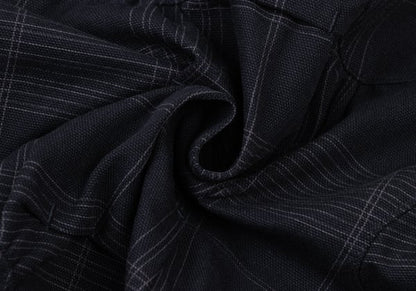 ISSEY MIYAKE Cotton Gathered Patch Check Jacket Blue Size 3