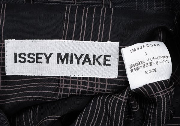 ISSEY MIYAKE Cotton Gathered Patch Check Jacket Blue Size 3
