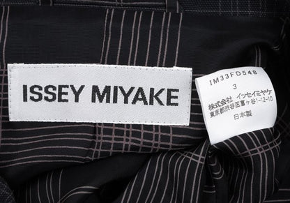 ISSEY MIYAKE Cotton Gathered Patch Check Jacket Blue Size 3