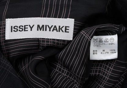ISSEY MIYAKE Cotton Gathered Patch Check Jacket Blue Size 3