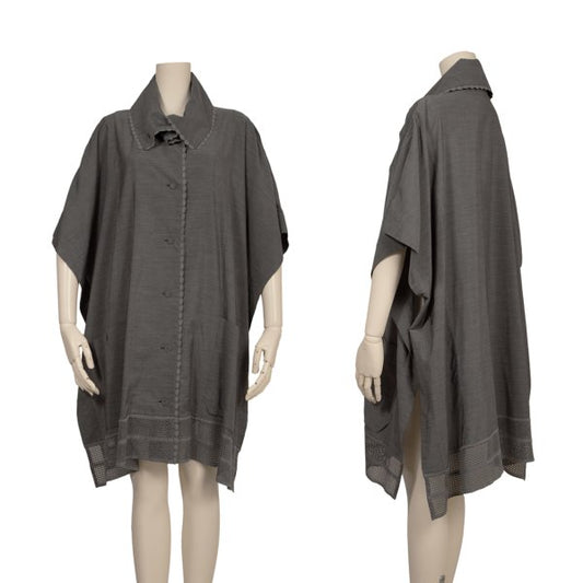 ISSEY MIYAKE HaaT Rayon Blend Knit Cape Gray Size 2