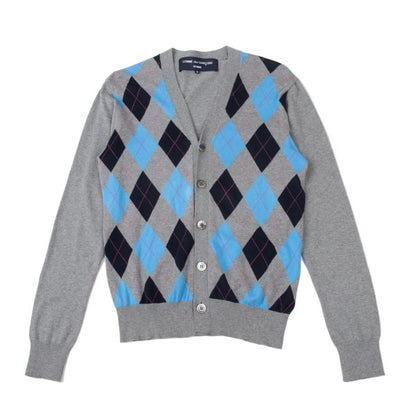 COMME des GARCONS HOMME Argyle Cotton Cardigan Gray Size S