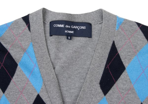 COMME des GARCONS HOMME Argyle Cotton Cardigan Gray Size S