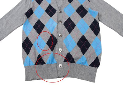 COMME des GARCONS HOMME Argyle Cotton Cardigan Gray Size S