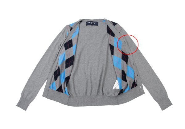 COMME des GARCONS HOMME Argyle Cotton Cardigan Gray Size S