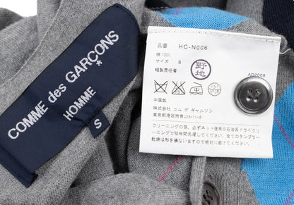 COMME des GARCONS HOMME Argyle Cotton Cardigan Gray Size S