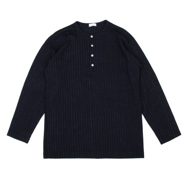 COMME des GARCONS HOMME Wool Stripe Henley Knit Navy Size M