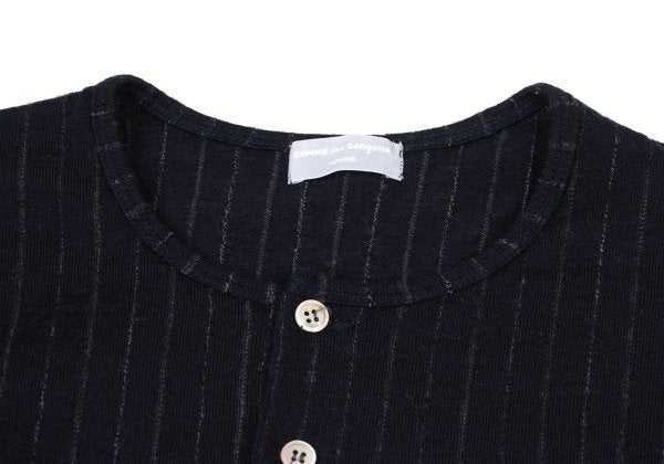 COMME des GARCONS HOMME Wool Stripe Henley Knit Navy Size M