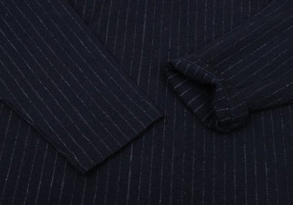 COMME des GARCONS HOMME Wool Stripe Henley Knit Navy Size M