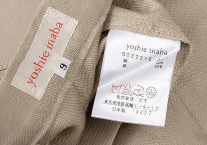 yoshie inaba Silk Linen Pleated Midi Skirt Beige Size 9