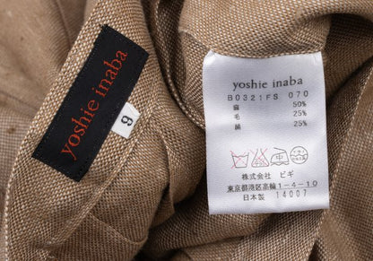 yoshie inaba Linen Blend Side Button Skirt Brown Size 9