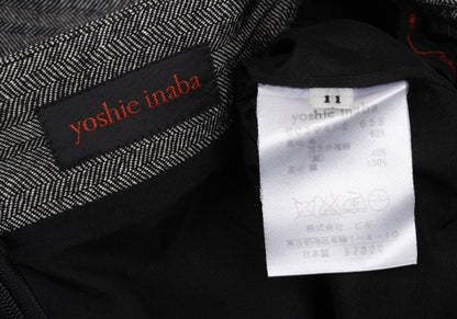 yoshie inaba Wool Paper Herringbone Midi Skirt Gray Size 11