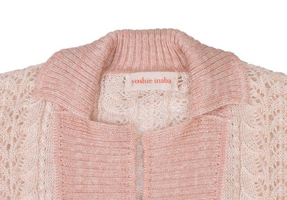 yoshie inaba Linen Silk Cable Knit Cardigan Pink Size 9