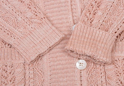 yoshie inaba Linen Silk Cable Knit Cardigan Pink Size 9