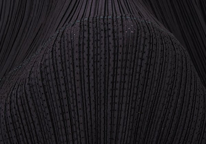 ISSEY MIYAKE Cutwork Mesh Pleated Black Polyester Skirt Size L