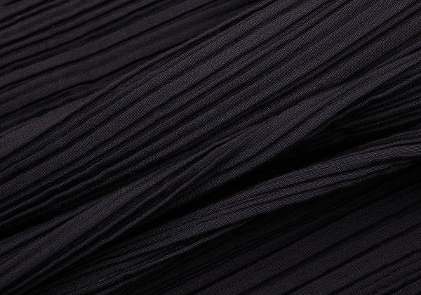 ISSEY MIYAKE Cutwork Mesh Pleated Black Polyester Skirt Size L