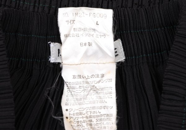 ISSEY MIYAKE Cutwork Mesh Pleated Black Polyester Skirt Size L