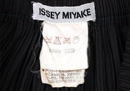 ISSEY MIYAKE Cutwork Mesh Pleated Black Polyester Skirt Size L