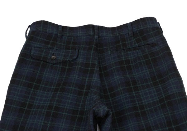 COMME des GARCONS HOMME PLUS Wool Check Navy Green Pants Size M