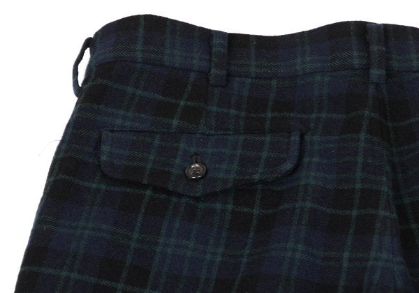 COMME des GARCONS HOMME PLUS Wool Check Navy Green Pants Size M