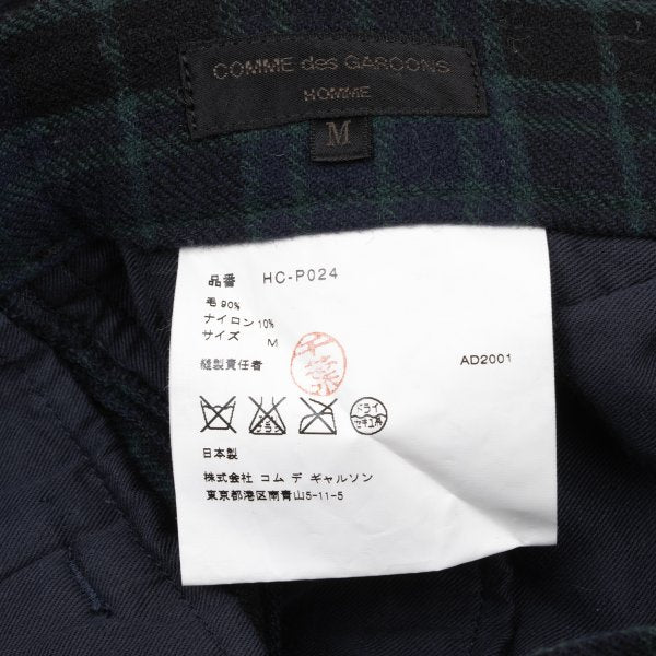 COMME des GARCONS HOMME PLUS Wool Check Navy Green Pants Size M