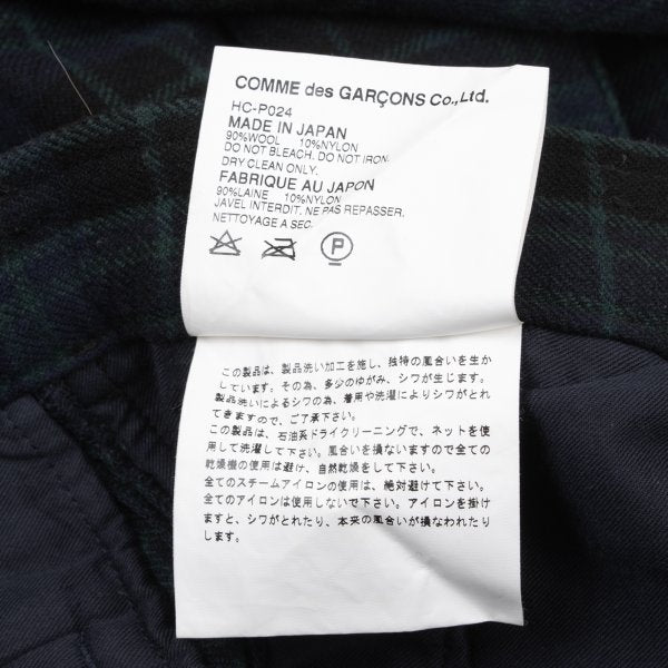 COMME des GARCONS HOMME PLUS Wool Check Navy Green Pants Size M
