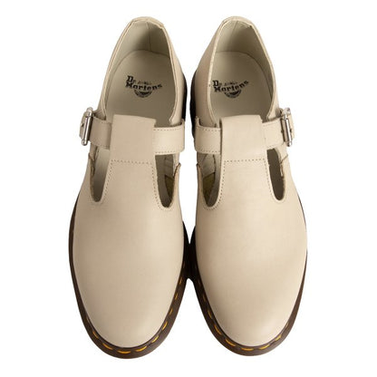 Dr.Martens POLLEY T-Bar Leather Shoes Greige Sneakers Size UK7 (26cm)