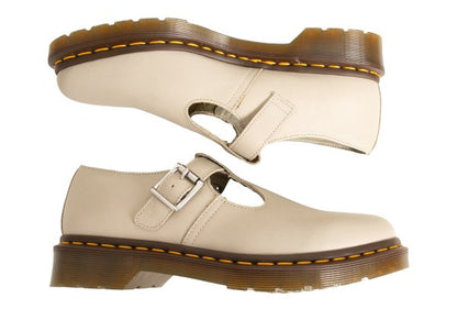 Dr.Martens POLLEY T-Bar Leather Shoes Greige Sneakers Size UK7 (26cm)