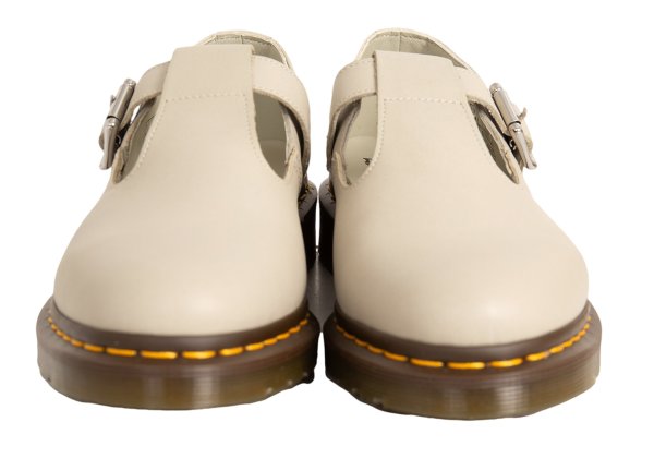 Dr.Martens POLLEY T-Bar Leather Shoes Greige Sneakers Size UK7 (26cm)