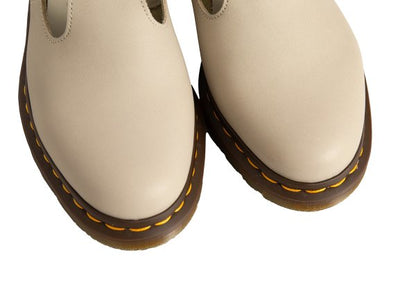 Dr.Martens POLLEY T-Bar Leather Shoes Greige Sneakers Size UK7 (26cm)